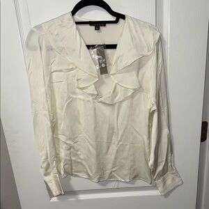 J.Crew Cream Ruffled silk Blouse